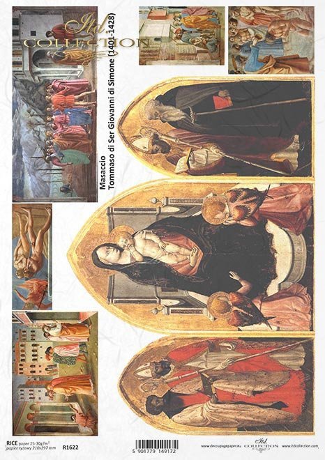 Papier ryżowy z ikonami, obrazy religijne Masaccio * Rice paper with icons, religious images - Masaccio