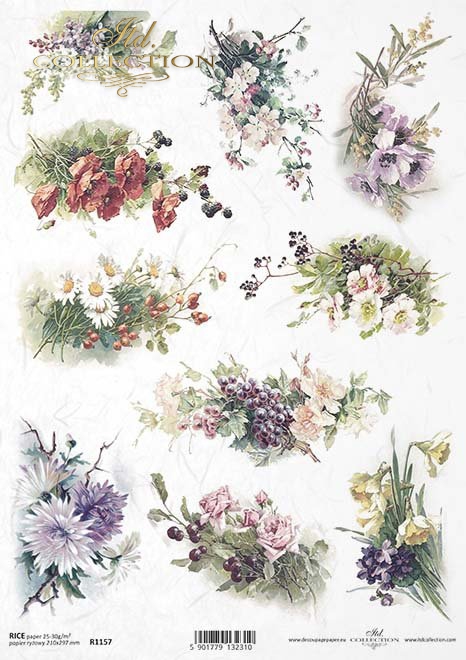 papel decoupage de flores*decoupage papírové kytice květin*decoupage Papierblumensträuße von Blumen