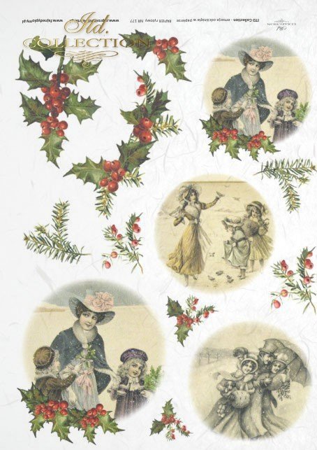 ITD Collection, decoupage, scrapbooking, mixed media, Christmas, retro, vintage, holly