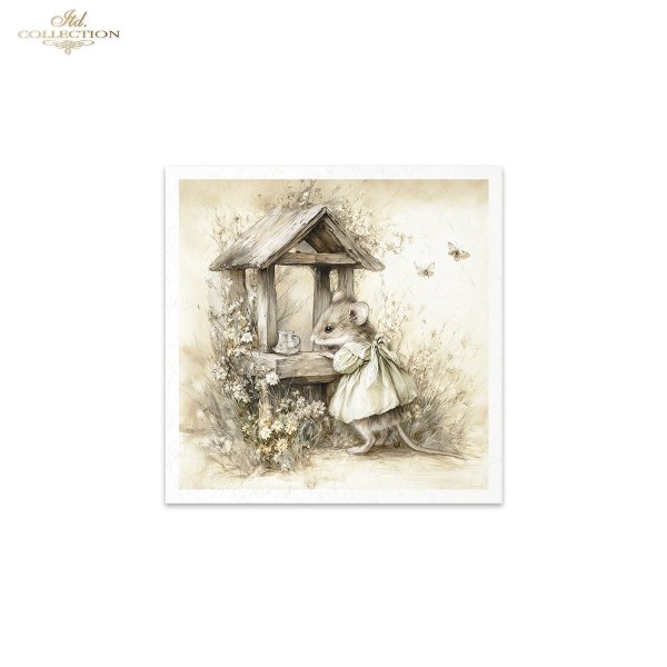 Myszki, sielanka, akwarela, retro, las, natura*Mice, idyll, watercolour, retro, forest, nature*Mäuse, Idylle, Aquarell, Retro, Wald, Natur*Ratones, idilio, acuarela, retro, bosque, naturaleza