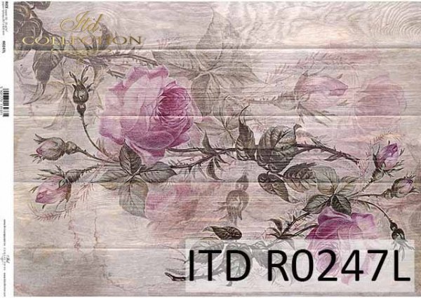 papier decoupage kwiaty, róże na deskach*paper decoupage flowers, roses on boards