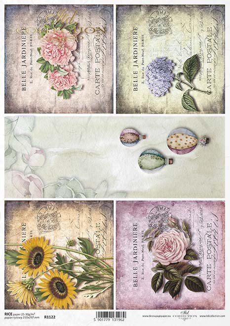 flores de papel decoupage, tarjetas de edad*Decoupage papírové květiny, staré karty*Decoupage Papier Blumen, alte Karten
