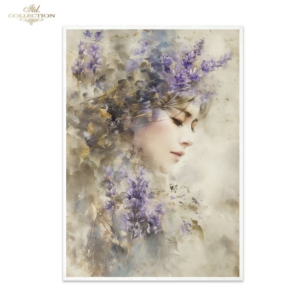 Papier decoupage morwowy FPA3019, dekoracyjne wzory, motywy kwiatowe, bukiet kwiatów, Ogród Muz, Garden of Muses * Mulberry decoupage paper FPA301920, decorative patterns, floral motifs, bouquet of flowers, Garden of Muses *Seria Garden of Muses