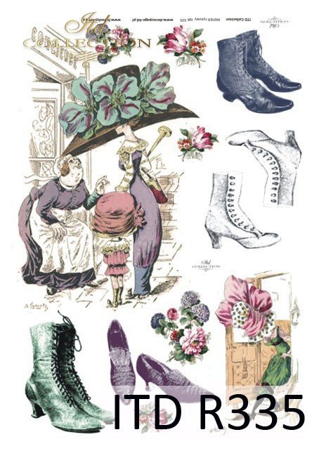 moda, Paryż, dawna Francja, vintage, kapelusz, kapelusze, but, buty, żart, kwiaty,
