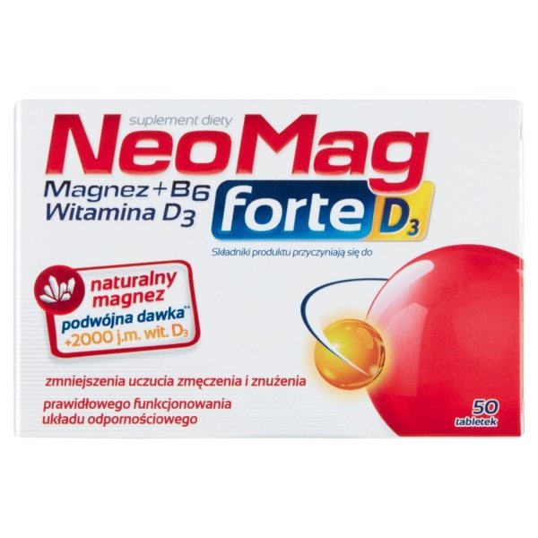 NeoMag Forte D3 suplement diety wspomagający prawidłowe funkcjonowanie układu odpornościowego 50 tabletek (P1)