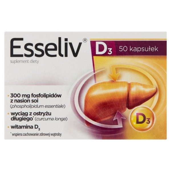 Esseliv D3 suplement diety wspomagający wątrobę oraz procesy trawienne 50 kapsułek (P1)