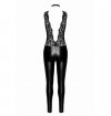 F298 Libido Deep-V catsuit with collar and pearl chain L