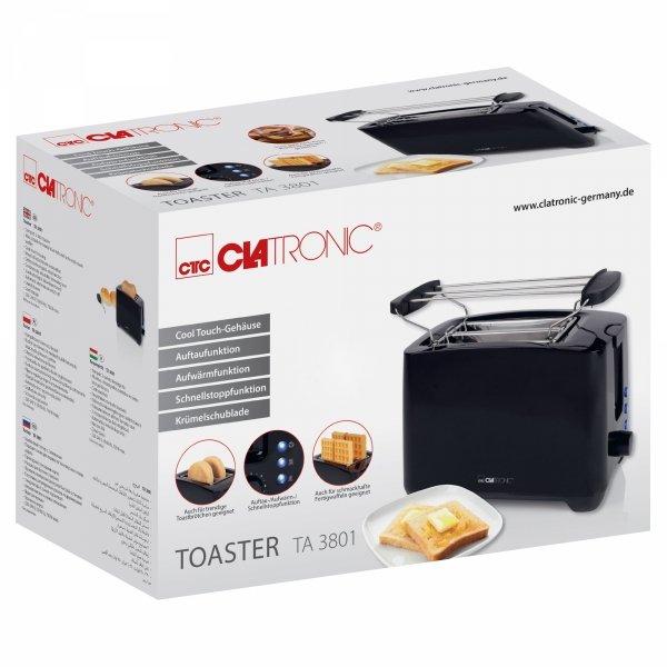 Toster na 2 kromki Clatronic TA 3801 (czarny)
