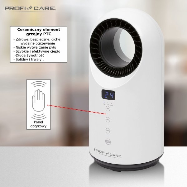 Ceramiczny grzejnik elektryczny, termowentylator, farelka + Pilot 1500 W ProfiCare PC-HL 3086