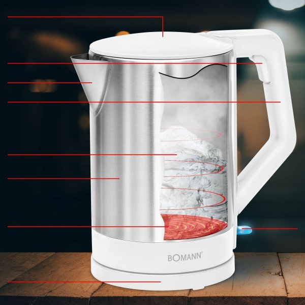 Czajnik elektryczny bezprzewodowy 1,5L Bomann WKS 3002 CB (biały)