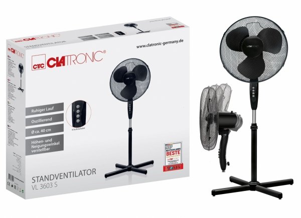 Wentylator stojący wiatrak podłogowy Clatronic VL 3603 S (Ø40cm, wys.125cm)