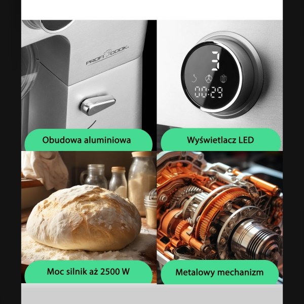 Duży profesjonalny robot kuchenny 12 litrów 2500W ProfiCook PC-KM 1254