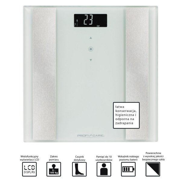 Analityczna waga osobowa 8w1 ProfiCare PC-PW 3007 FA (biała)