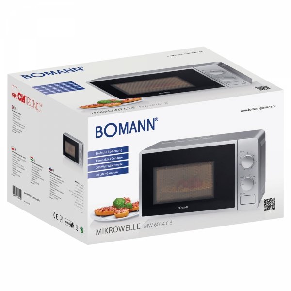 Kuchenka mikrofalowa z grillem 2W1 Bomann MWG 6014 CB (srebrna)
