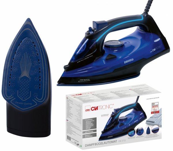 Żelazko parowe, ceramiczne z samooczyszczaniem, mocne 2800 W Clatronic DB 3755