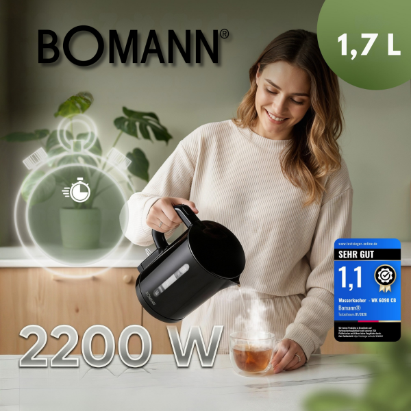 Czajnik elektryczny bezprzewodowy 1.7 L Bomann WK 6090 CB (czarny)