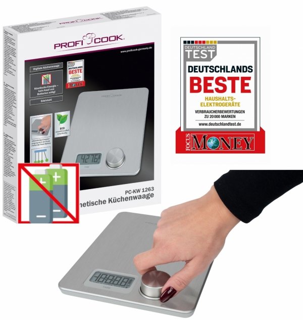 Kinetyczna waga kuchenna ekologiczna, bez baterii ProfiCook PC-KW 1263