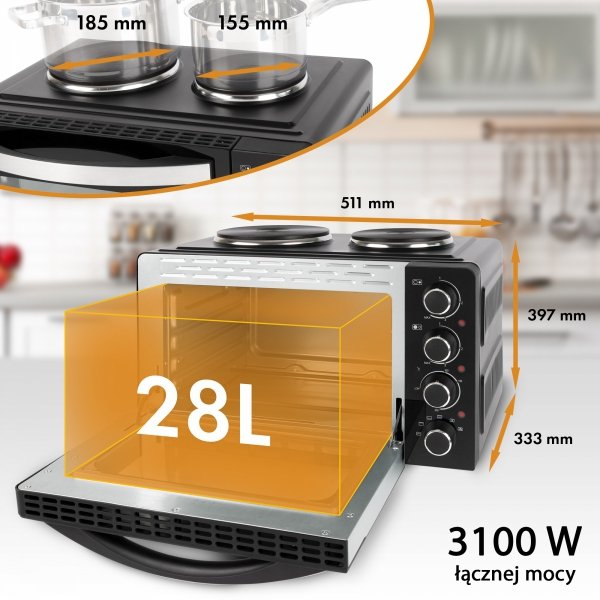 Piekarnik elektryczny z kuchenką elektryczną Clatronic KK 3786