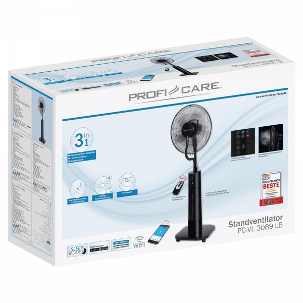 Podłogowy wentylator stojący z nawilżaczem WIFI ProfiCare PC-VL 3089 LB (40cm)