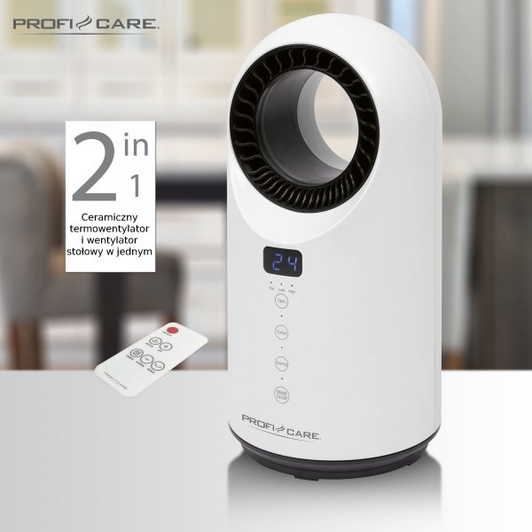 Ceramiczny grzejnik elektryczny, termowentylator, farelka + Pilot 1500 W ProfiCare PC-HL 3086