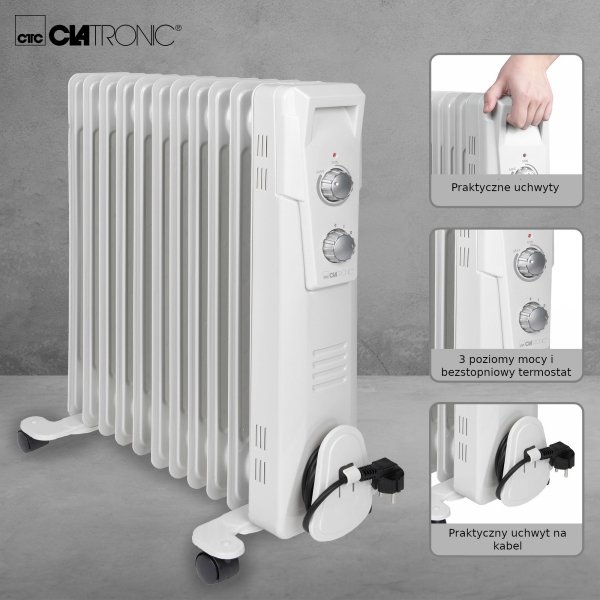 Grzejnik olejowy elektryczny  11 żebrowy 2300 W  Clatronic RA 3737