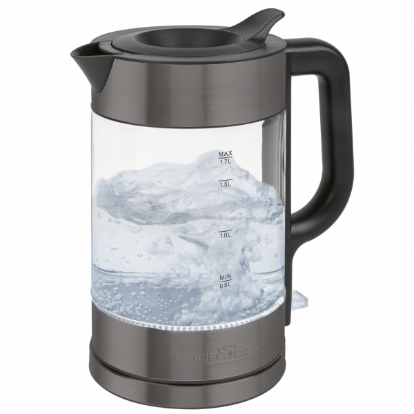 Czajnik elektryczny szklany 1.7 L ProfiCook PC-WKS 1322 G (ciemny inox)