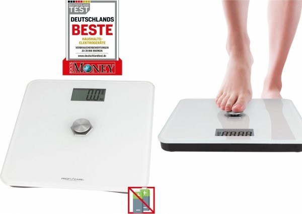 Kinetyczna waga łazienkowa, ekologiczna, bez baterii ProfiCare PC-PW 3112 (biała)