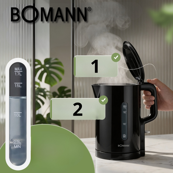 Czajnik elektryczny bezprzewodowy 1.7 L Bomann WK 6090 CB (czarny)