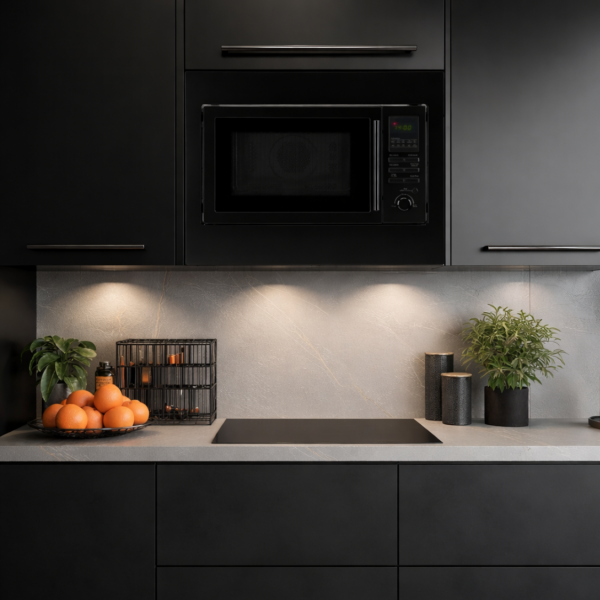 Kuchenka mikrofalowa z grillem, mikrowela do zabudowy 25 litrów Bomann MWG 2216 H EB (czarny)