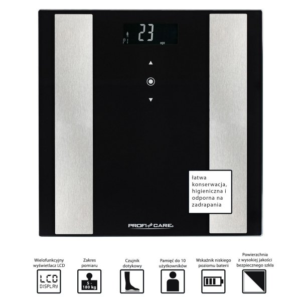 Analityczna waga osobowa 8w1 ProfiCare PC-PW 3007 FA (czarna)
