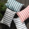 Cream Garden Pillow in Green Stripes 60x40