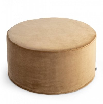 Large beige velvet pouf 60x30