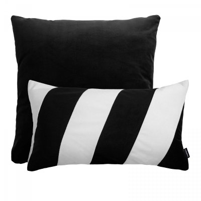 Czarno biały zestaw poduszek dekoracyjnych Pram + Stripes