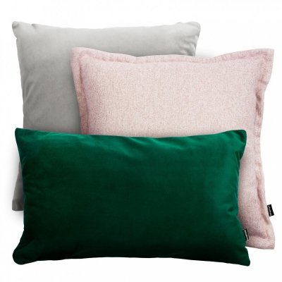 Szaro-zielony zestaw poduszek Velvet + Tweed