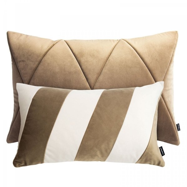 Beiges Dekokissen-Set Touch + Stripes