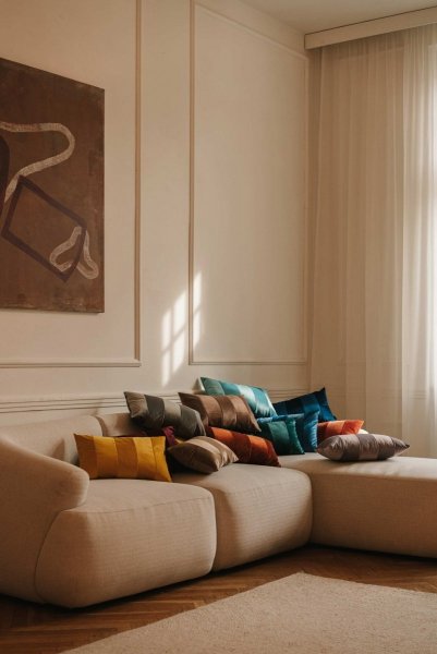 Stripes niebieska poduszka dekoracyjna 50x30 ZERO WASTE