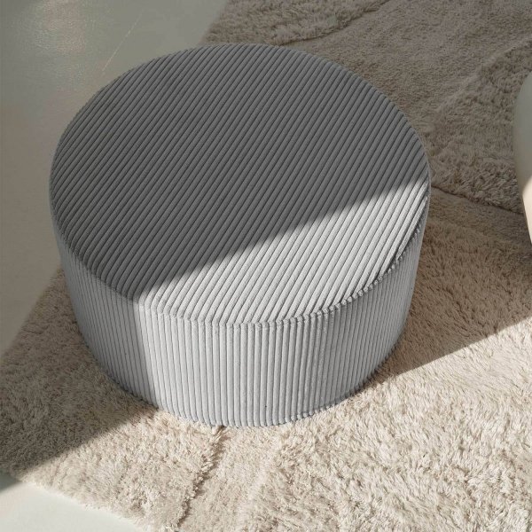 Large Round Grey Pouf CORD Slim 60x30