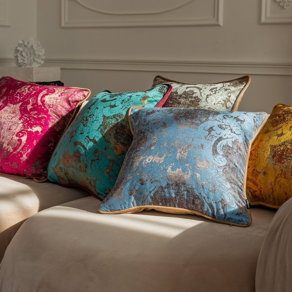 Blue-Beige Decorative Pillow Gold 40x40