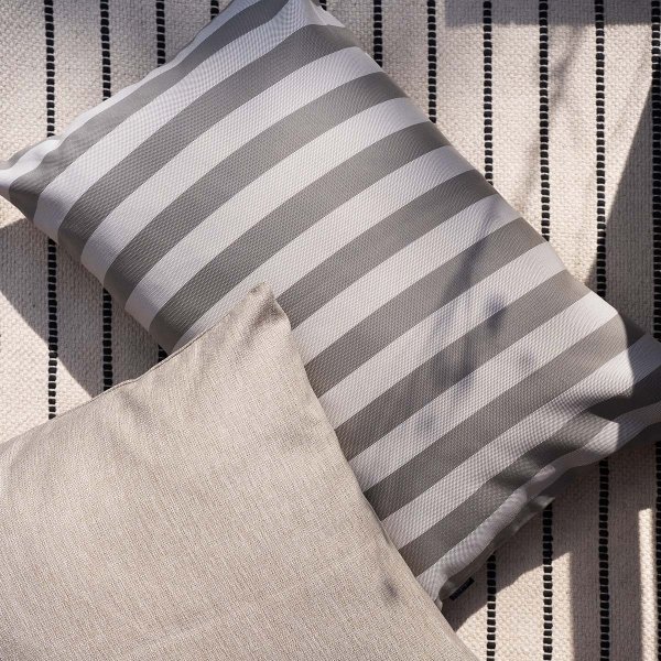 Grey Garden Pillow in Grey Stripes 60x40
