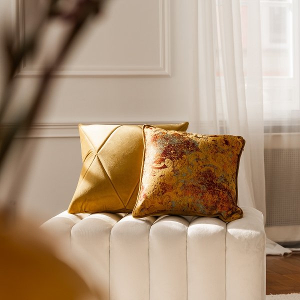Gold-Burgundy Decorative Pillow Gold 40x40