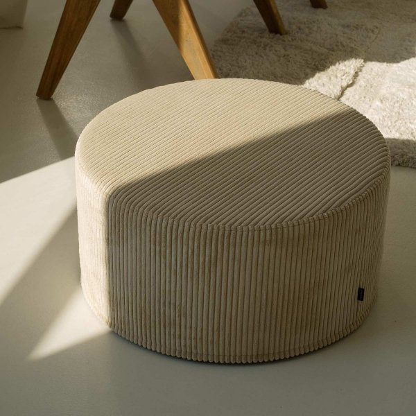 Large Round Beige Pouf CORD Slim 60x30