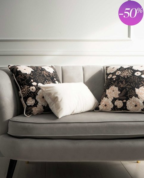 Beżowa poduszka dekoracyjna Kwiaty 45x45