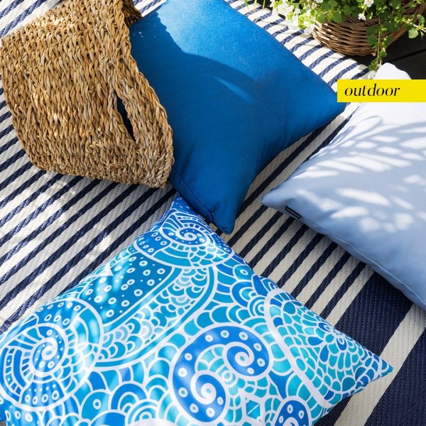 Niebieski zestaw poduszek ogrodowych Santorini