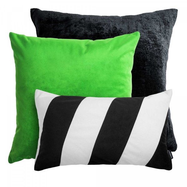 Czarno-zielony zestaw poduszek dekoracyjnych Velvet
