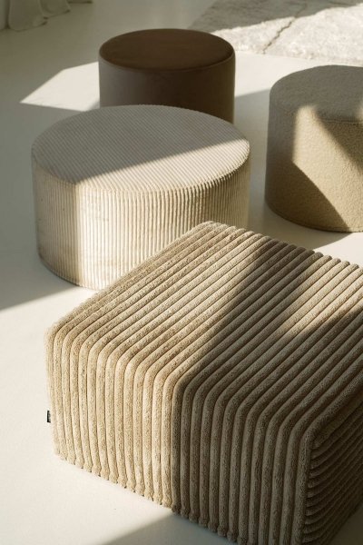 Duża okrągła beżowa pufa CORD Slim 60x30