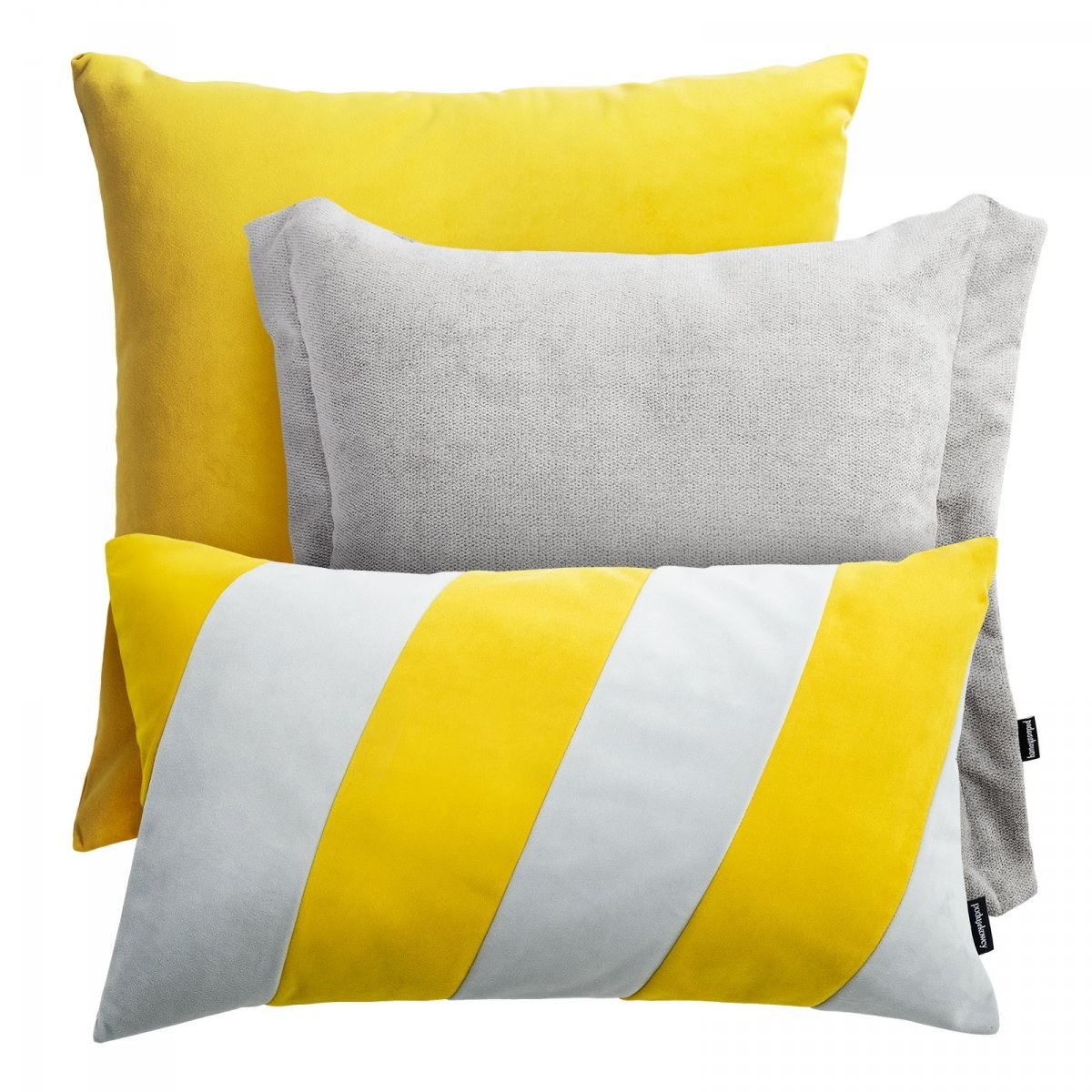 Yellow-Grey Decorative Pillow Set Pepper + Stripes
