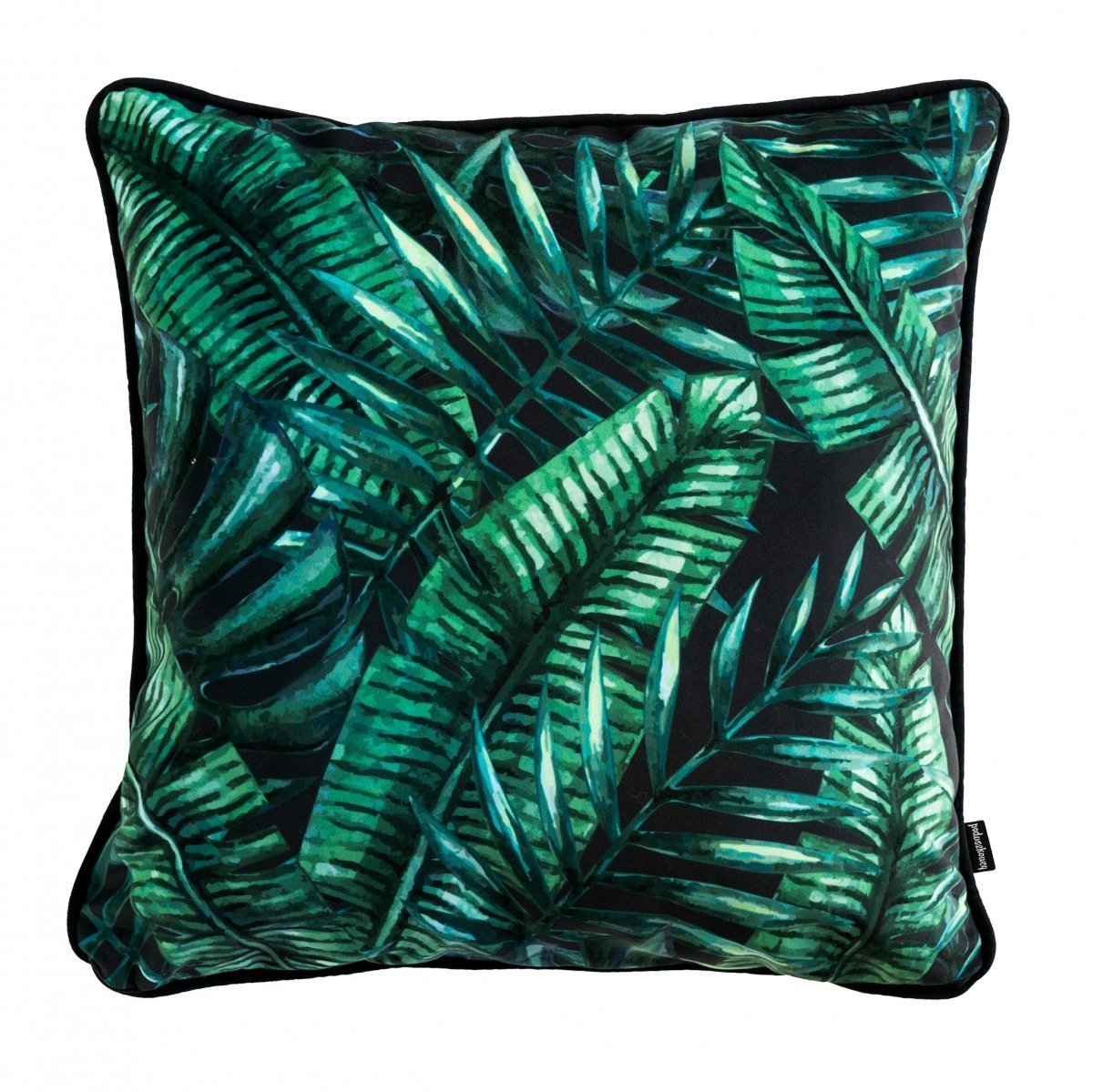 Decorative cushion with leaves on a black background 45x45