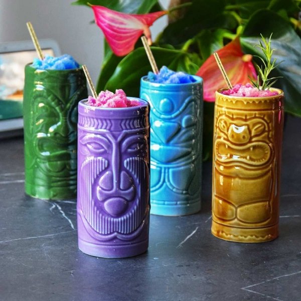 ZESTAW HAWAJSKICH KUBKÓW DO DRINKÓW TIKI 4 SZT.