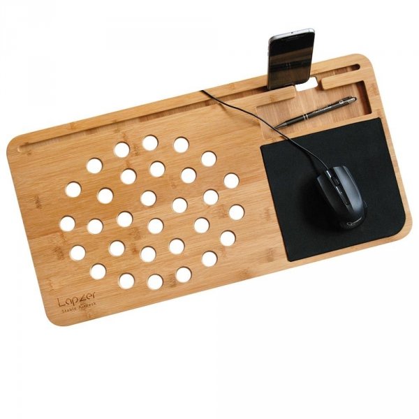 PODSTAWKA POD LAPTOPA BAMBUSOWA NA KOLANA + WBUDOWANA PODKŁADKA DO MYSZKI