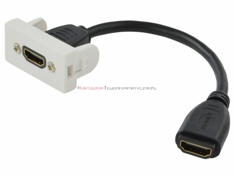 Moduł HDMI MOSAIC V1.4 22.5x45 biały, przelotowy, kabel 15cm
